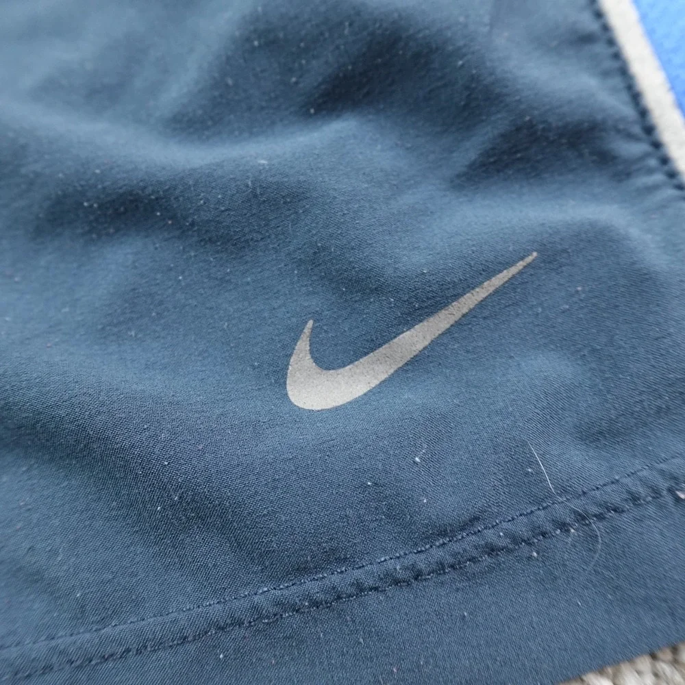 Nike Shorts Mens‎ L Blue Swoosh Drifit Running Drawstring Gym Workout Athletic